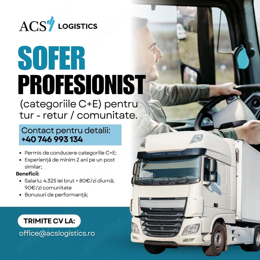 Șoferi profesionisti (categoriile C+E) pentru tur - retur