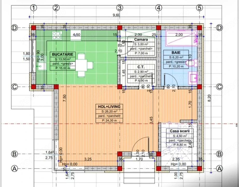 Casă individuală P+E, la cheie, 120 mp, 225 mp teren, zona Catargiu