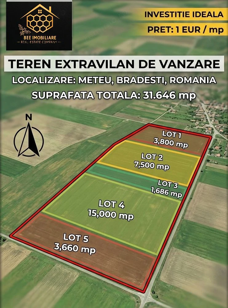 Terenuri extravilane de vanzare in Meteu – 4 loturi individuale