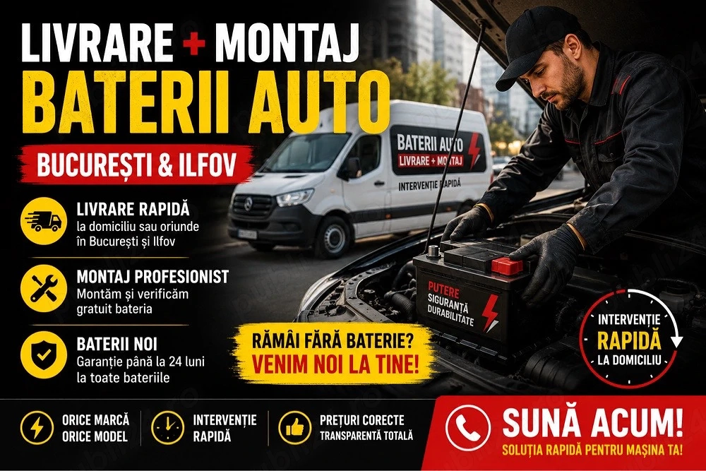 Baterii Auto București & Ilfov | Livrare + Montaj la Domiciliu | Intervenție Rapidă