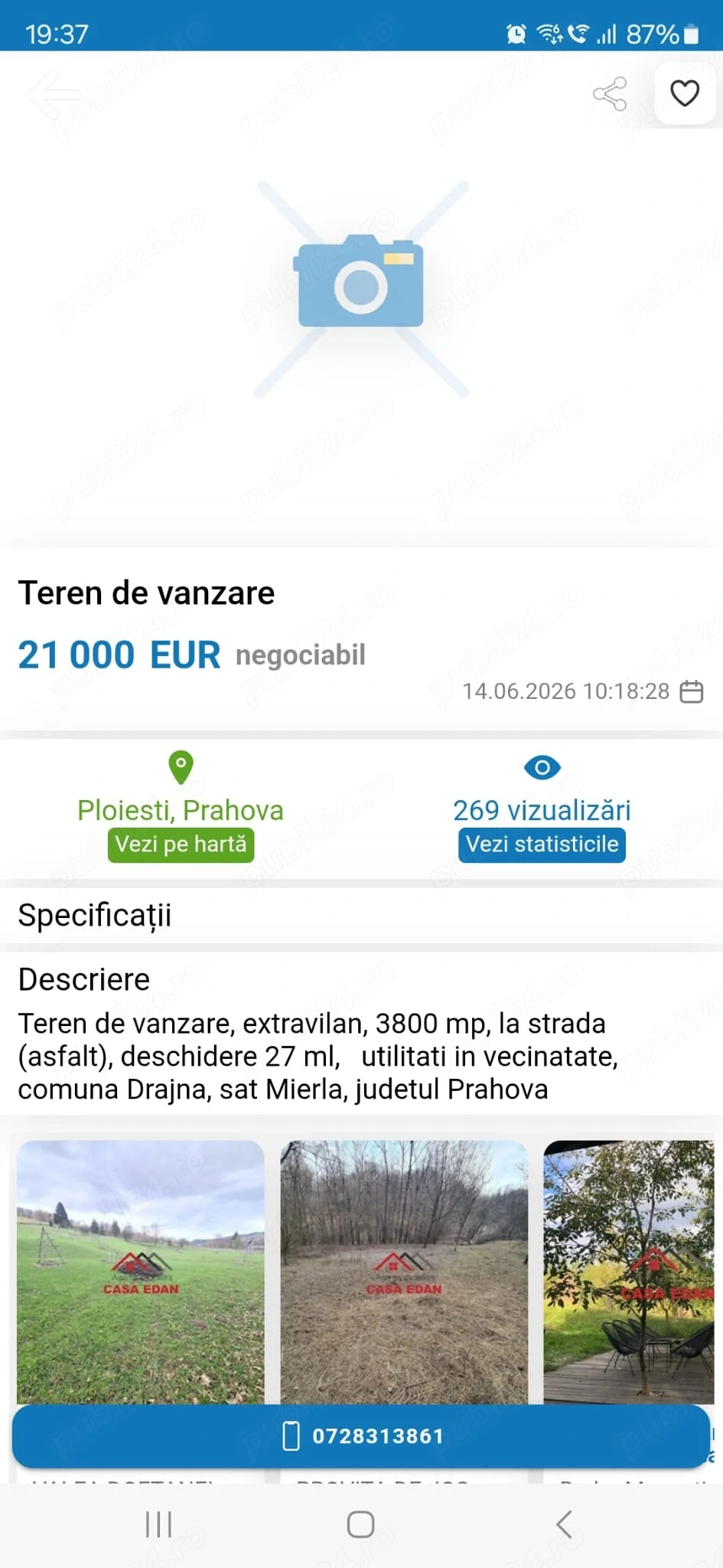 Teren de vânzare comuna Drajna de sus