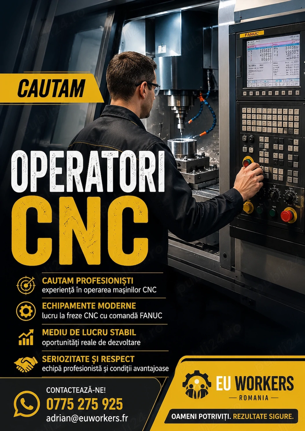 Angajam Operator CNC pe Fanuc sau Mazak