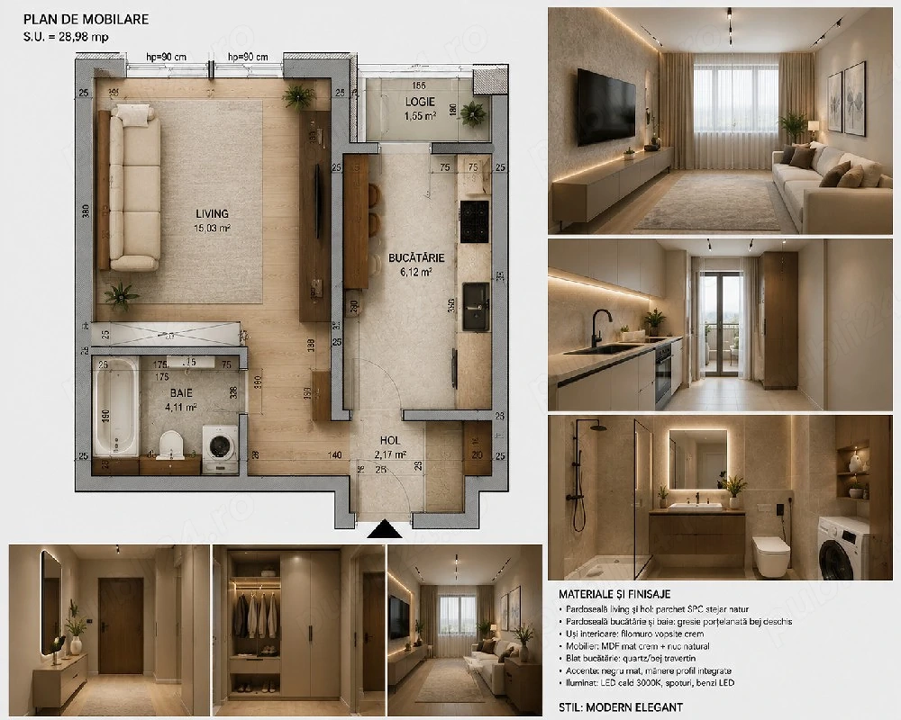 Proprietar | Garsonieră LUX Parter | Încălzire Pardoseală + AC + PARCARE | Chiajna