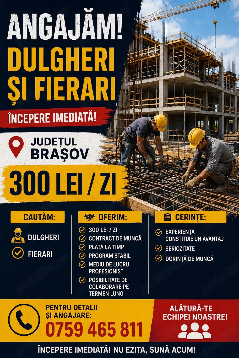 Angajam Dulgheri si fierari cu incepere imediata
