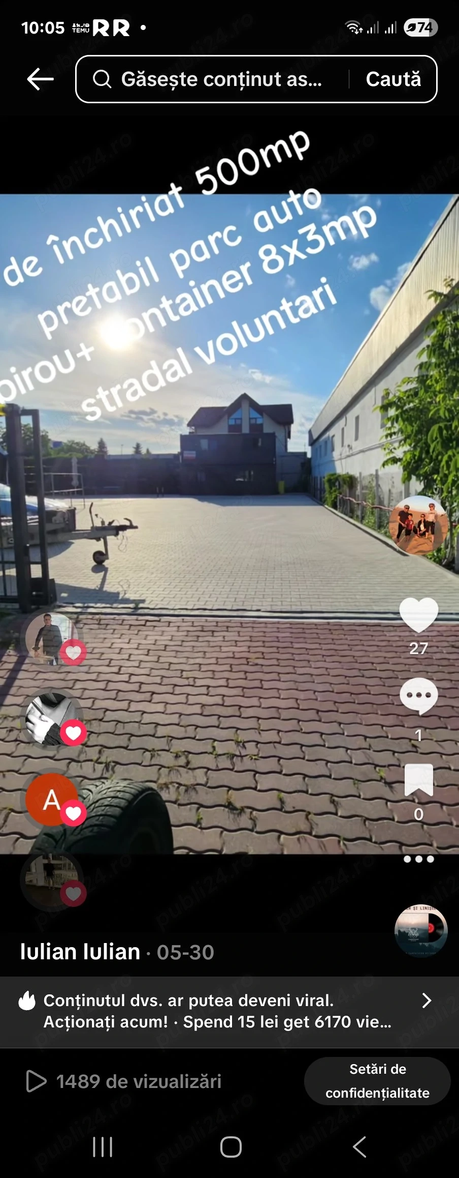de inchiriat spatiu si container
