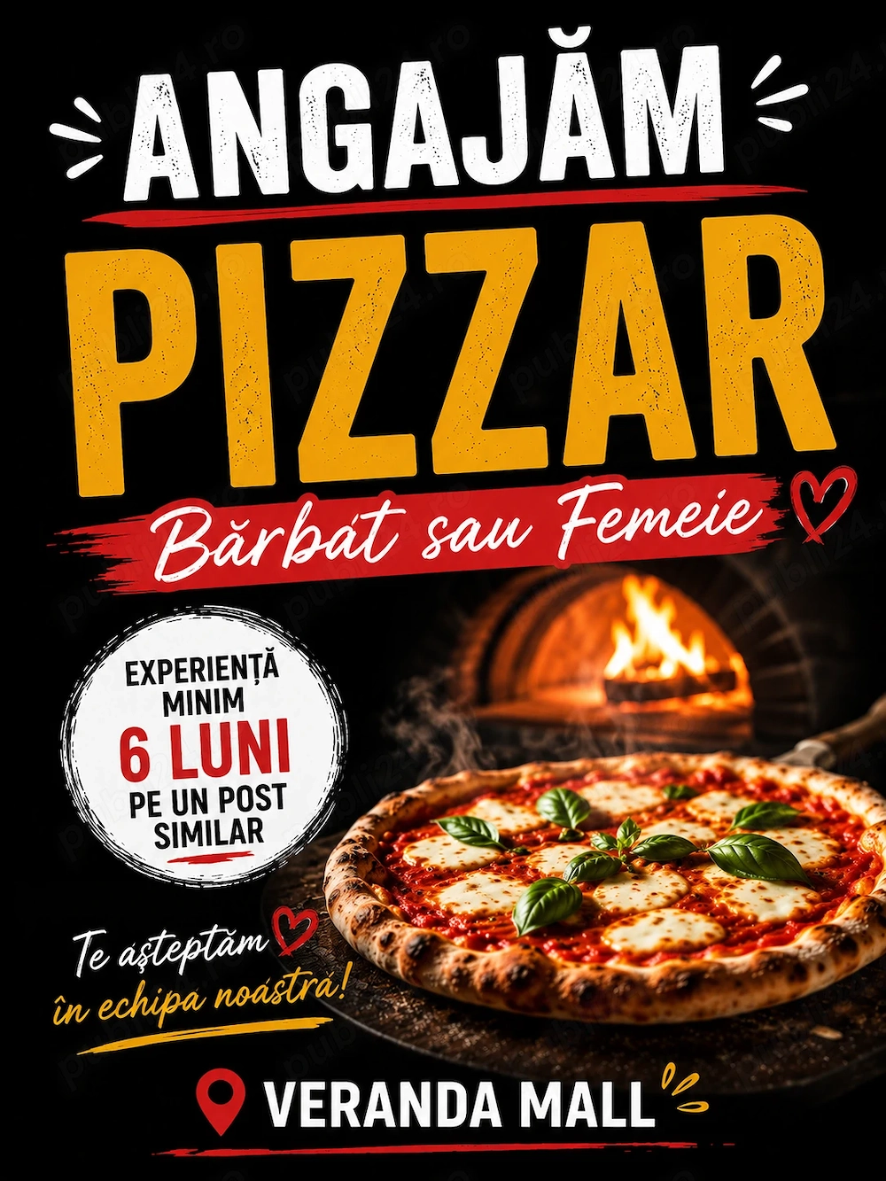 Angajam Ajutor Bucătar (doar preparare pizza) - Veranda Mall