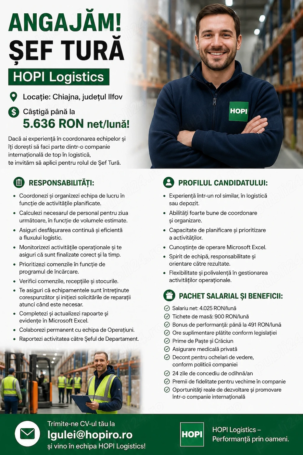 Angajăm! șef tură   hopi  ro logistics