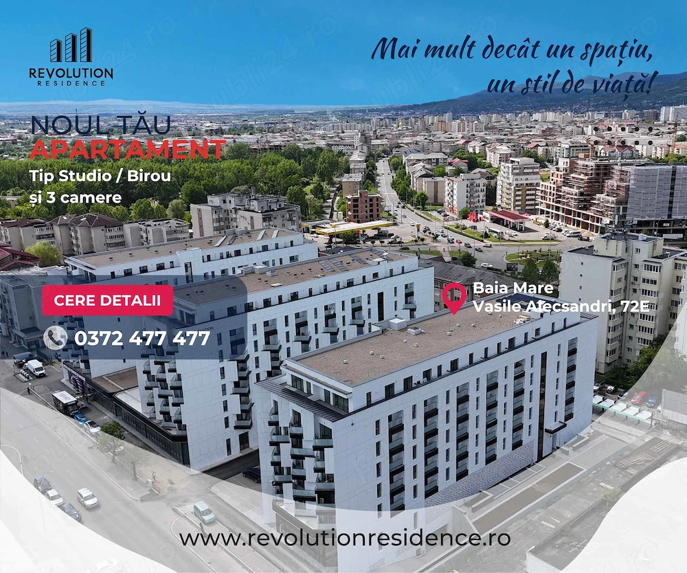 NEW! COMISION 0% - Apartamente de Tip Studio Birou si 3 Camere - Vasile Alecsandri 72E, Baia Mare 