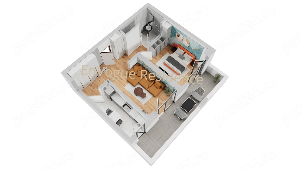 Apartament UNIC in EnVogue Residence, 2camere decomandat, 73 mp