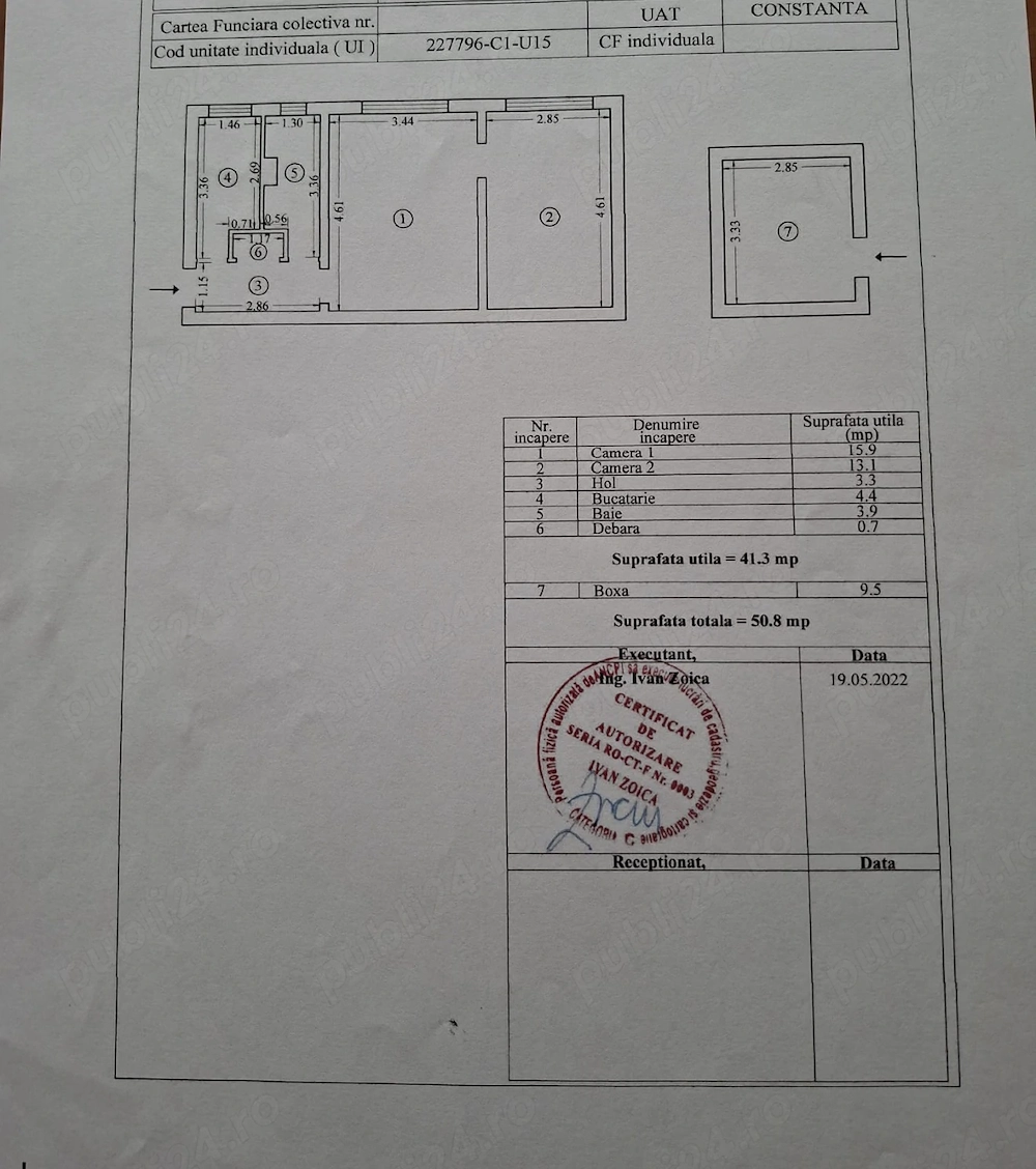Apartament 2 camere, parter, centrala proprie, boxa 9,5 mp   Str. Tulcei, CT