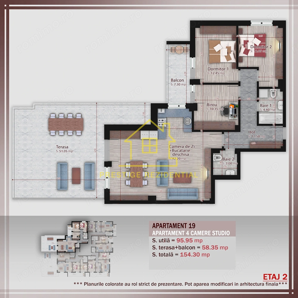 4 Camere / 103mp+terasa 51mp / Titan-Pallady / Etaj 2/ Boutique Residence