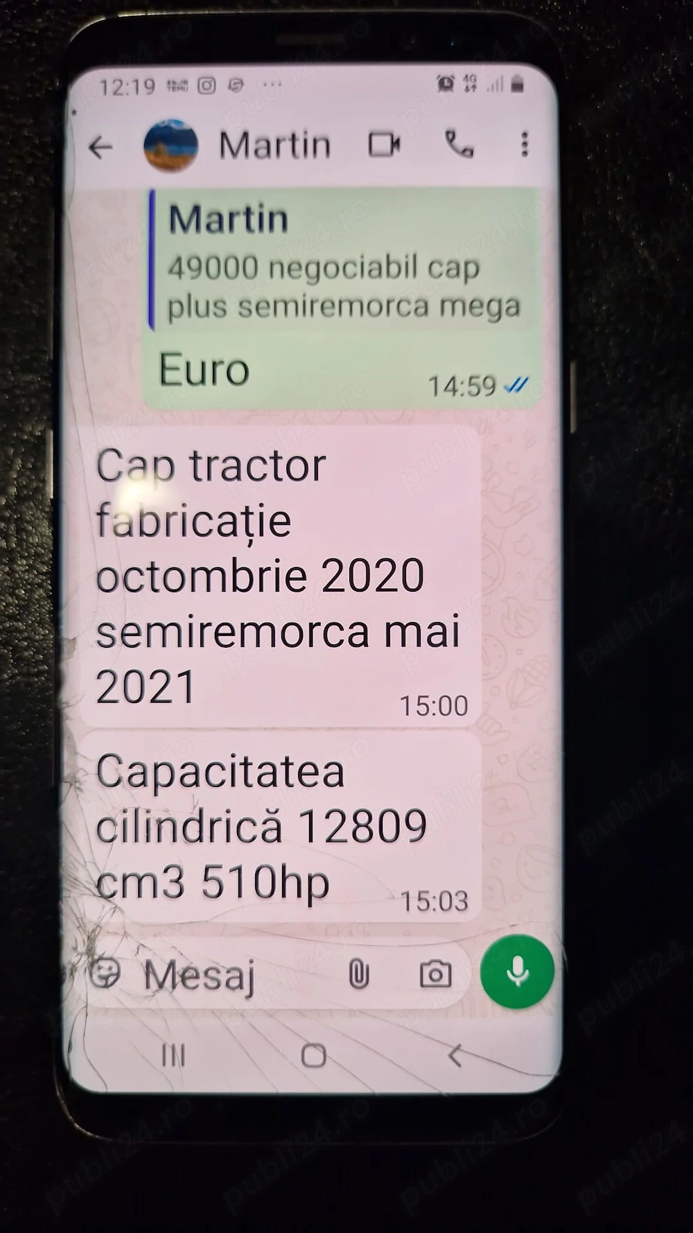 Vand ansamblu format din cap tractor si remorca