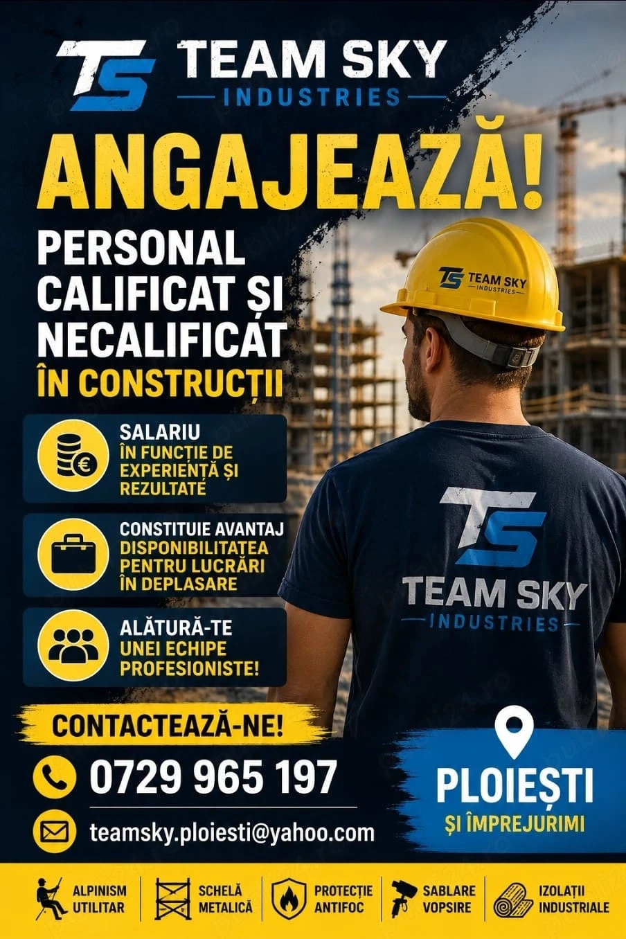 Angajare personal lucrari de izolatii termice si protectii anticorozive