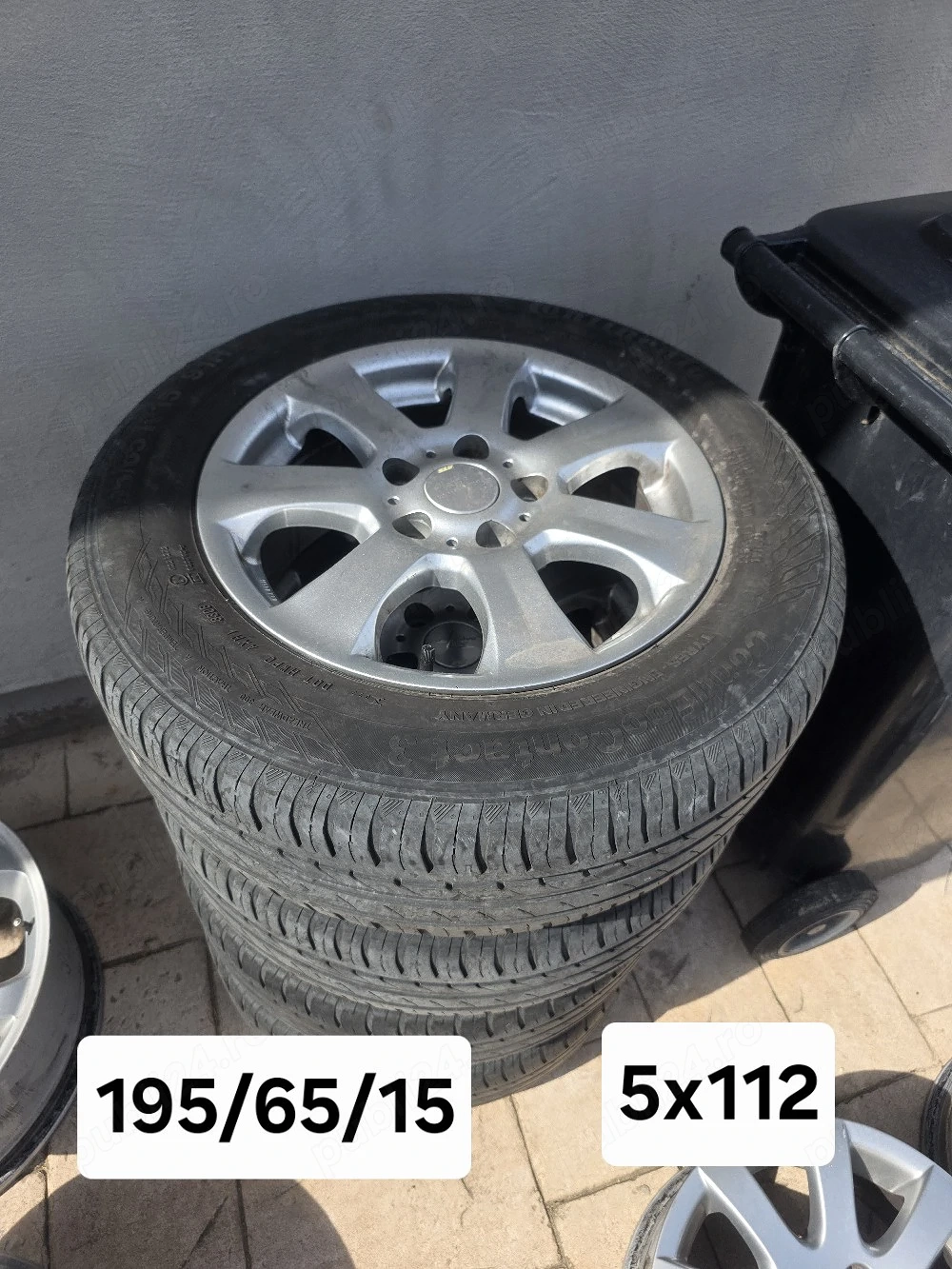 Set 4 jante aliaj 5x112 echipate cu anvelope vara 195/65/15