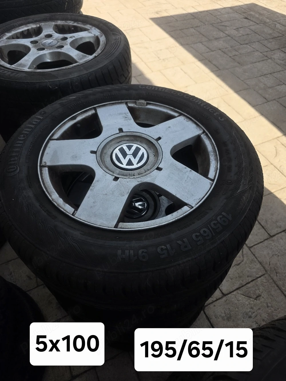 Set 4 jante aliaj 5x100 echipate cu anvelope 195/65/15 Golf 4 Audi A3 Bora