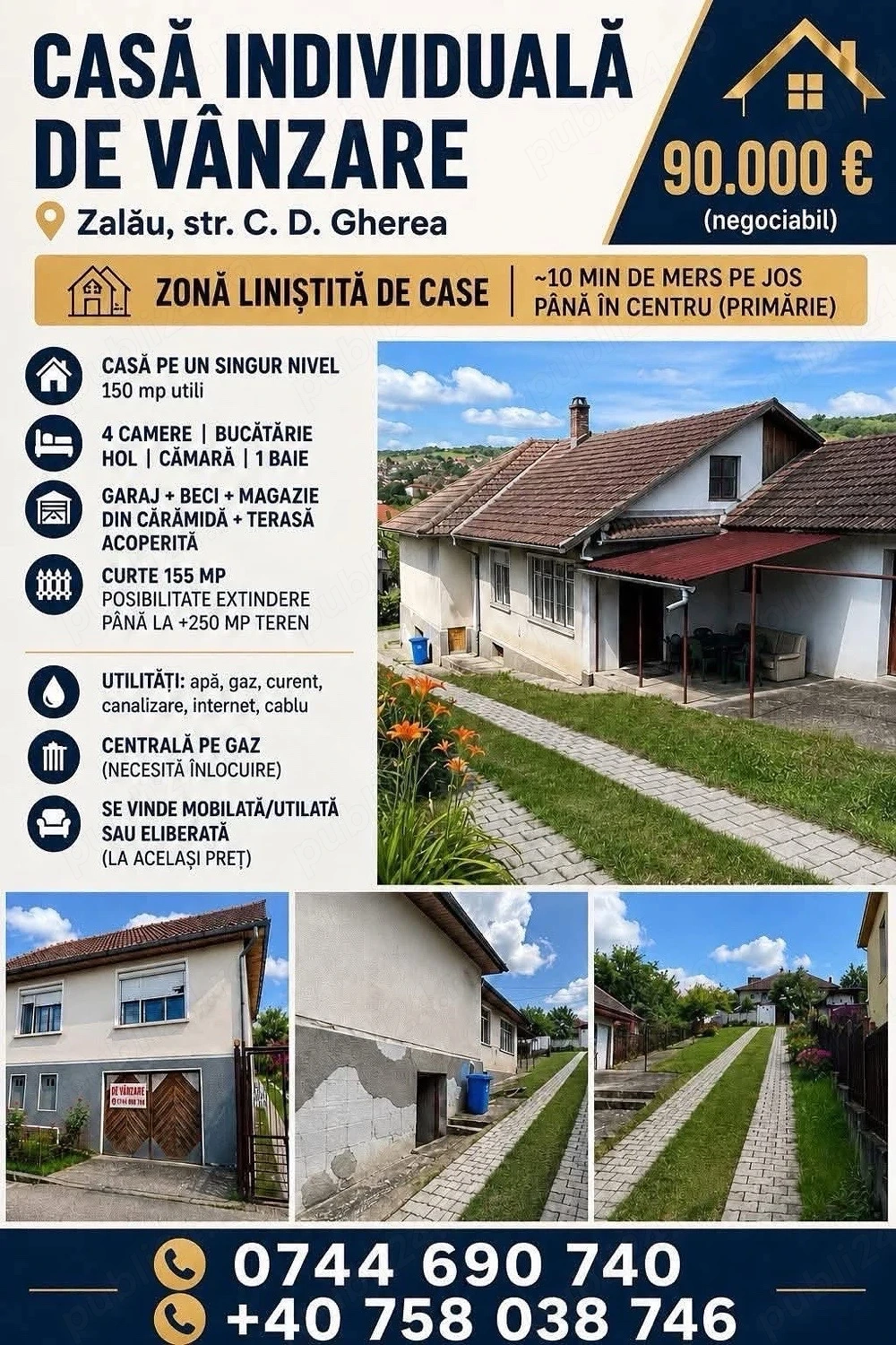 Casă individuală de vânzare   Zalău, str. C. D. Gherea