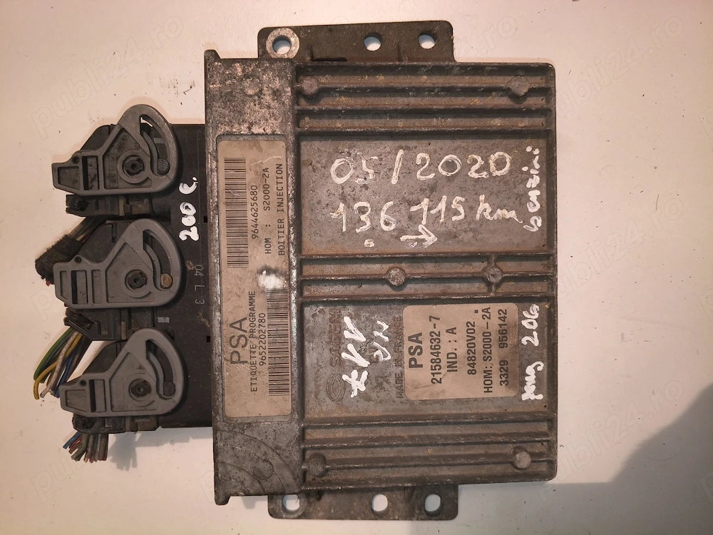 ECU Calculator Motor Sagem S2000-2A 9644625680 9652202780 21584632-7 Peugeot 206 1.1 1.4 Benzină