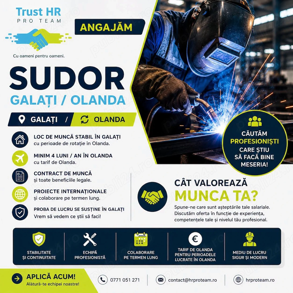 cautam Sudor  confectii metalice Galați  Olanda