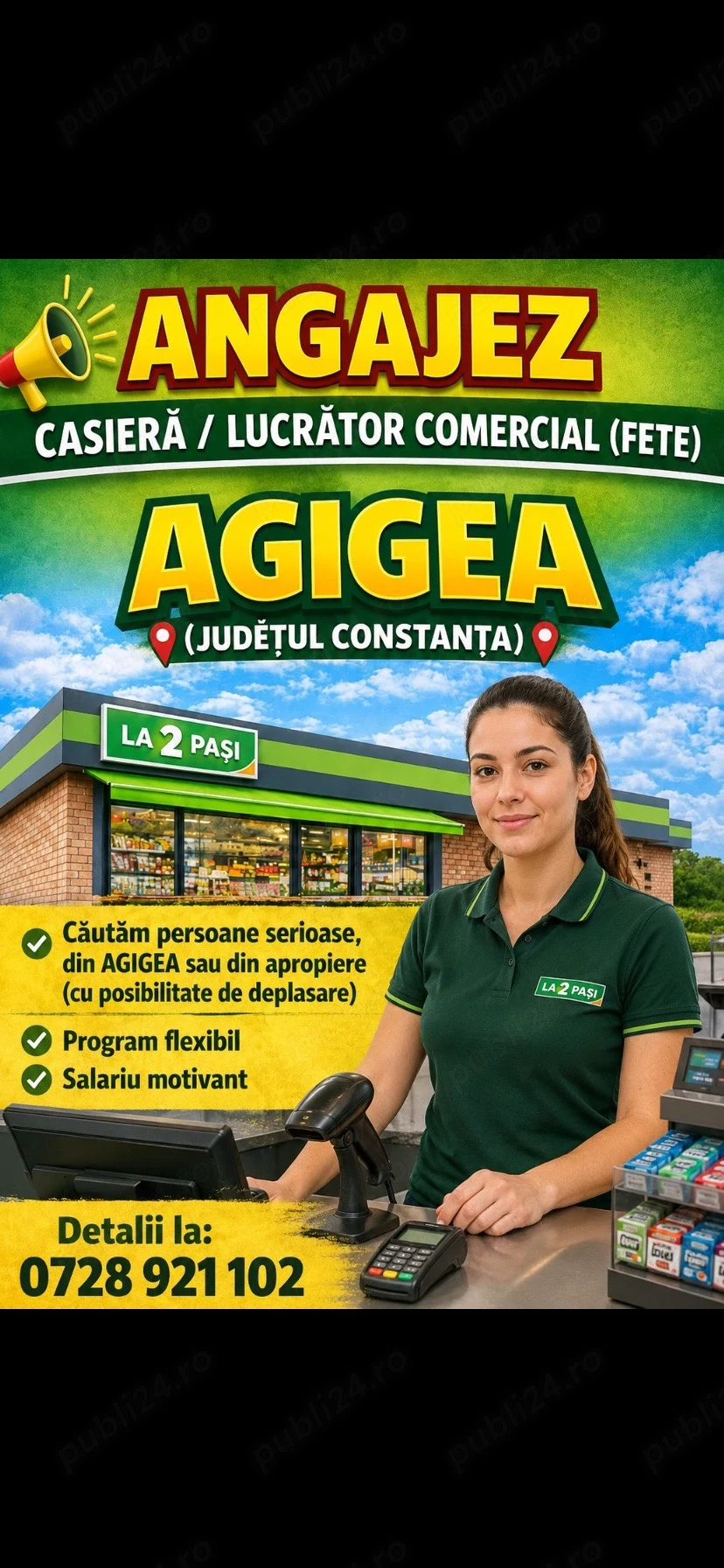 Angajam casiera  lucrator comercial( fete)
