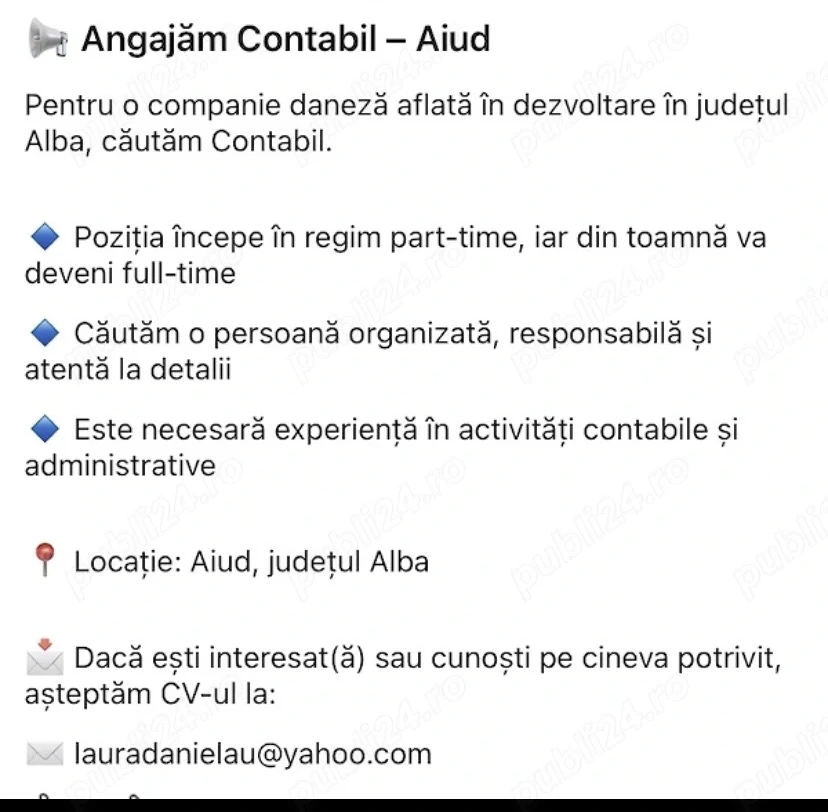 Job_Contabil Part-time Aiud jud.Alba 