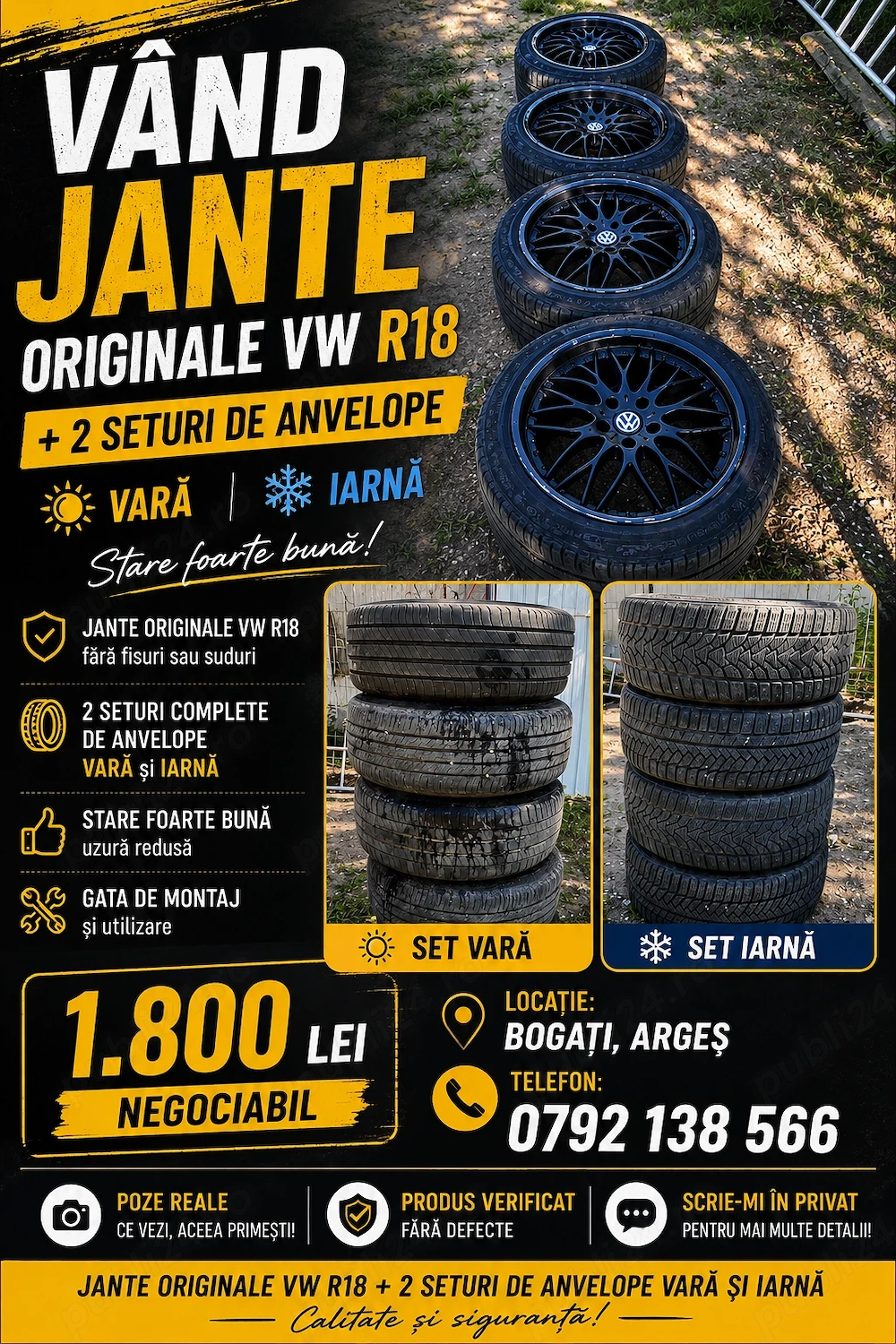 Vând jante R18 gama vag plus 2 seturi de cauciucuri 