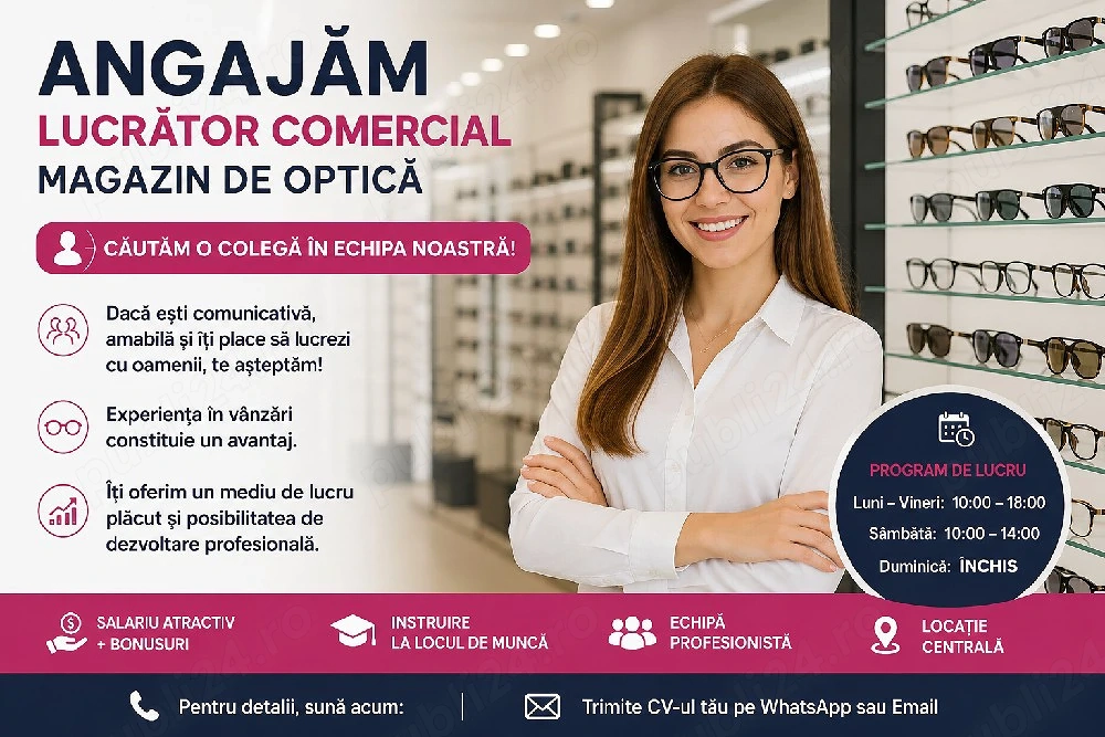 Angajam lucrator comercial- magazin de optica medicala  