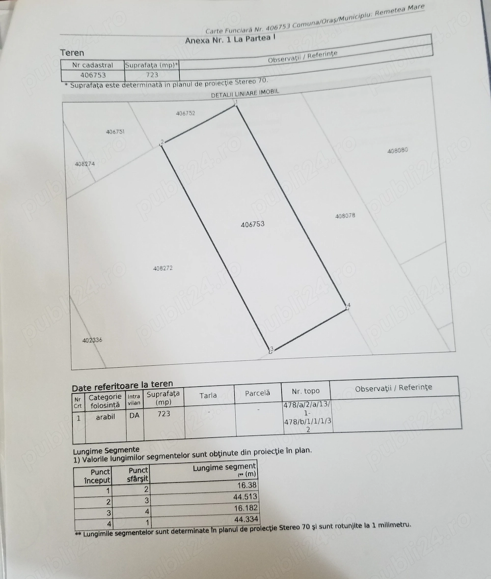 Locație ideală: vînd teren pentru casă duplex, zonă liniștită de vile, 723mp și 1238mp Remetea Mare