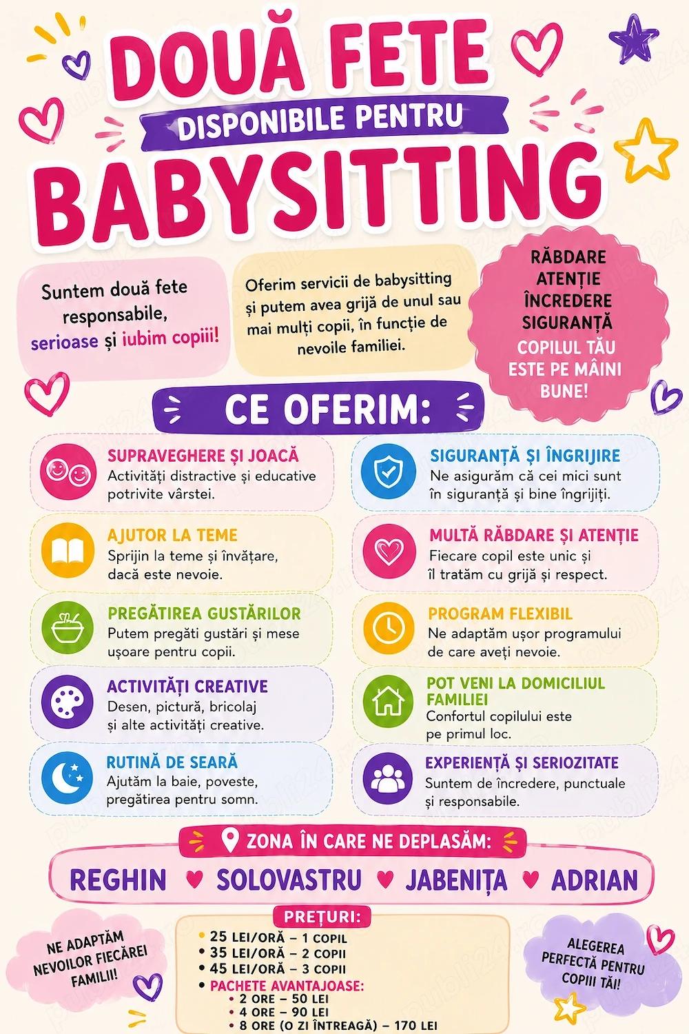Căutăm servicii de baby-sitting 