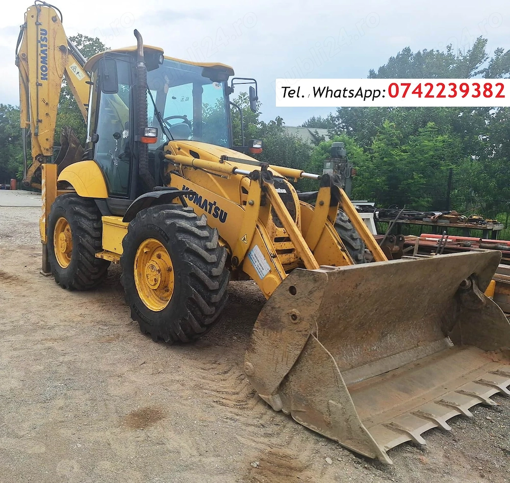 Buldoexcavator Komatsu 93S5, an 2007, cupa multifuncționala, brat telescopic, roti egale, anv. noi