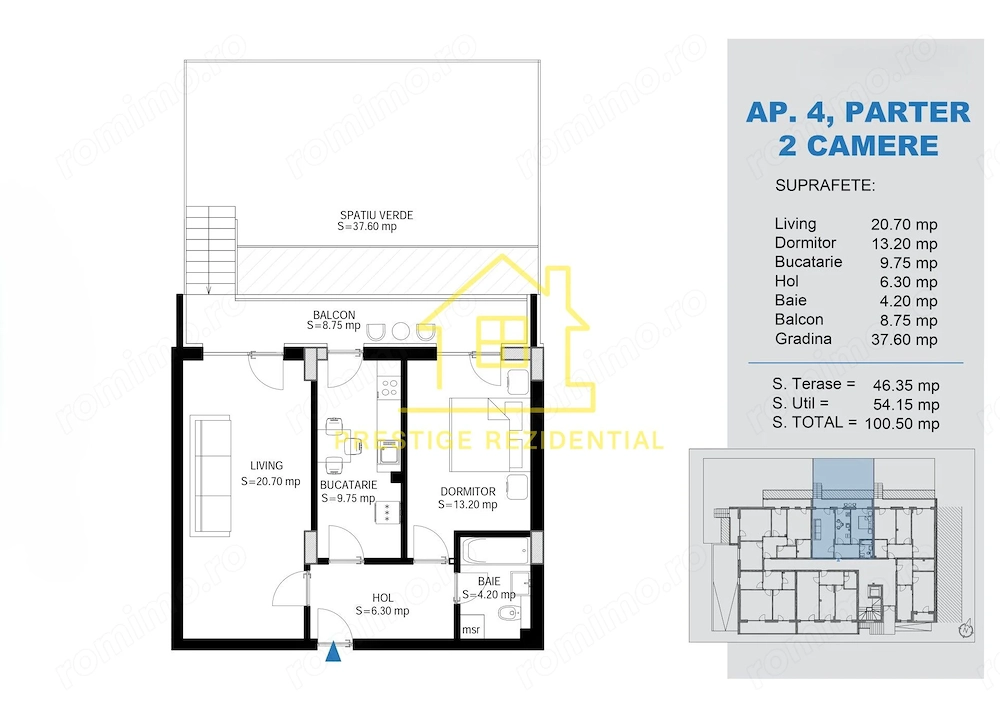 2 Camere cu Terasa / Tip Boutique  / 101mp / Titan-Pallady / Premium