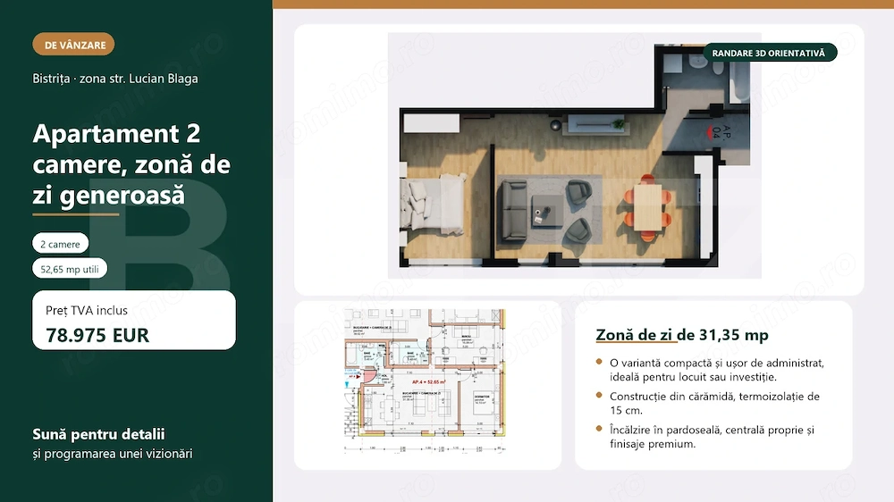 Apartament 2 camere, bloc nou, zona Giulia 