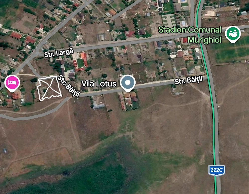 Teren intravilan 3.239 mp + casă, acces pe 3 laturi   Murighiol