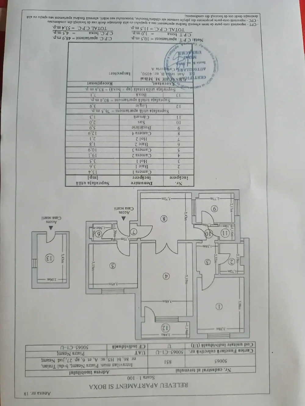 Apartament 4 camere (81 mp) cu boxa (7 mp), Maratei, Piatra Neamt