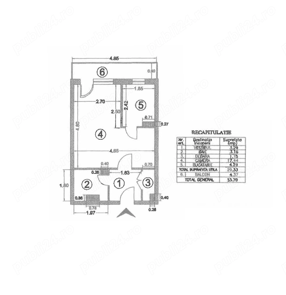 Garsoniera semidecomandata 33 mp etajul 2 din 10 cu balcon - ( nerenovata )