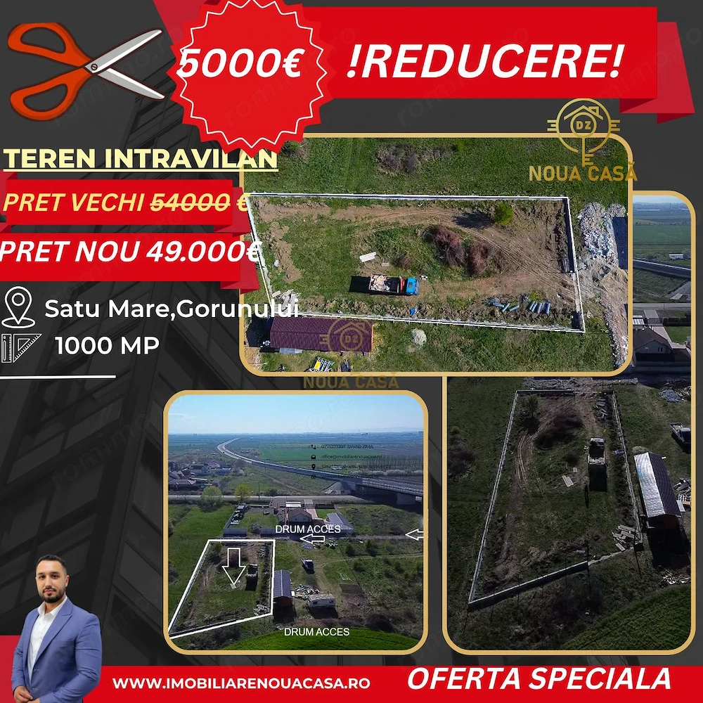 De vaznare Teren Intravilan Satu Mare 1000MP/Gard/Zona Buna
