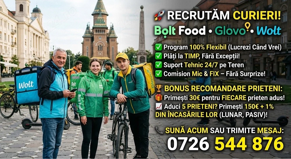 colaborare curier bolt food program flexibil