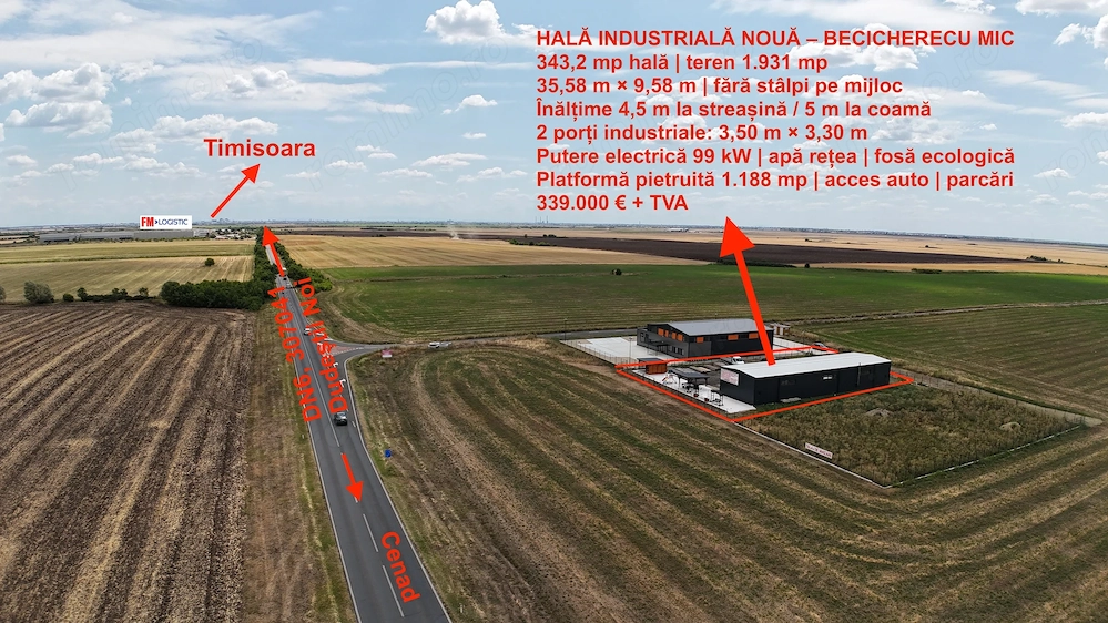 Hală industrială nouă de vânzare – Becicherecu Mic, Tims