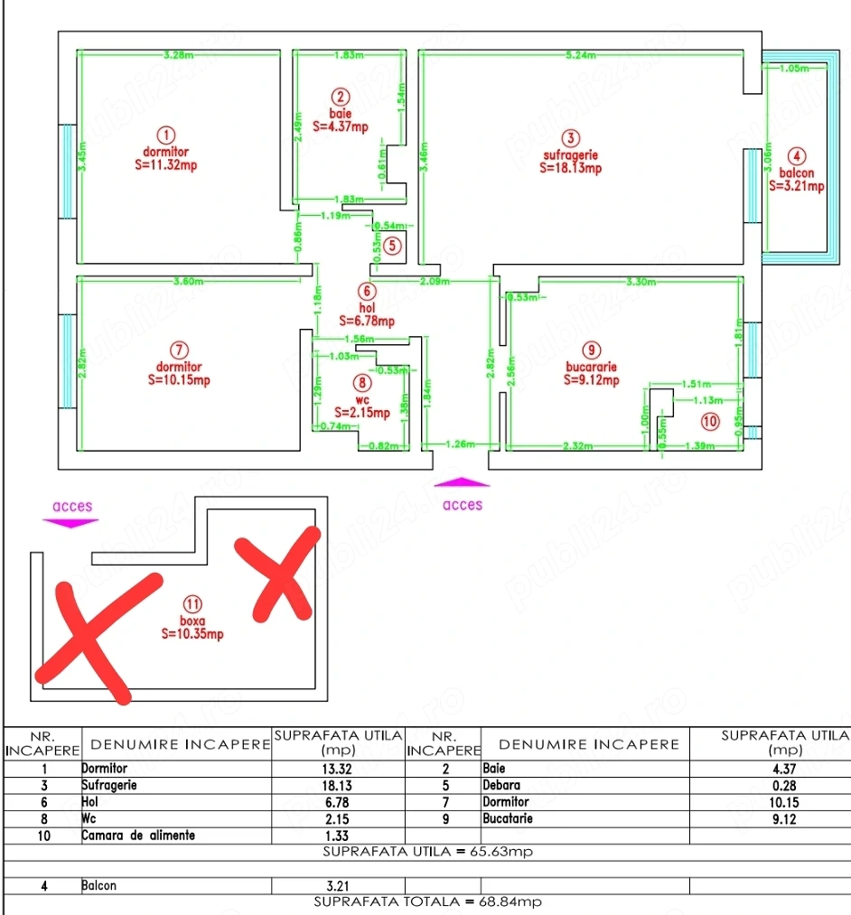 Apartament cu 3camere si doua bai ( plus beci)