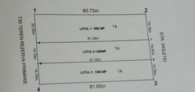 Teren intravilan 4000 m, deschidere 50 m 