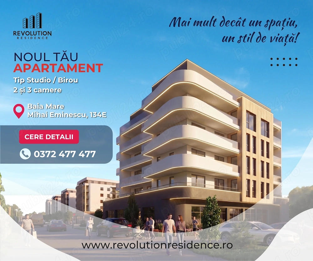 NEW! COMISION 0% - Apartamente de Tip Studio   Birou, 2 si 3 Camere - Mihai Eminescu 134E, Baia Mare