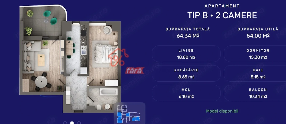 Apartament 2CD, 63.34mp