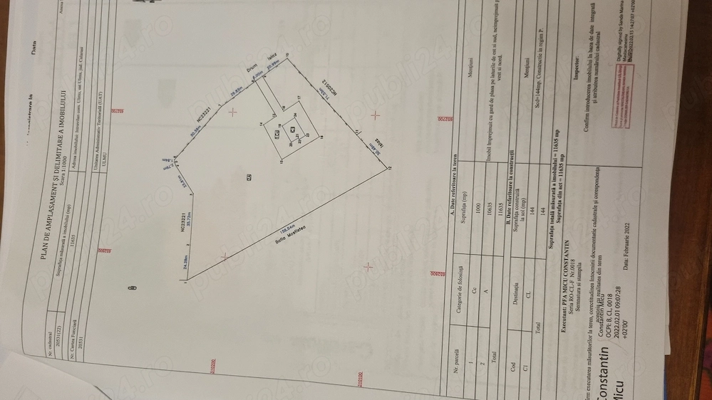 Vand 11635 mp teren intravilan cu constductie din caramidă 114 mp in com. Ulmu jud. Calarasi.  14 .