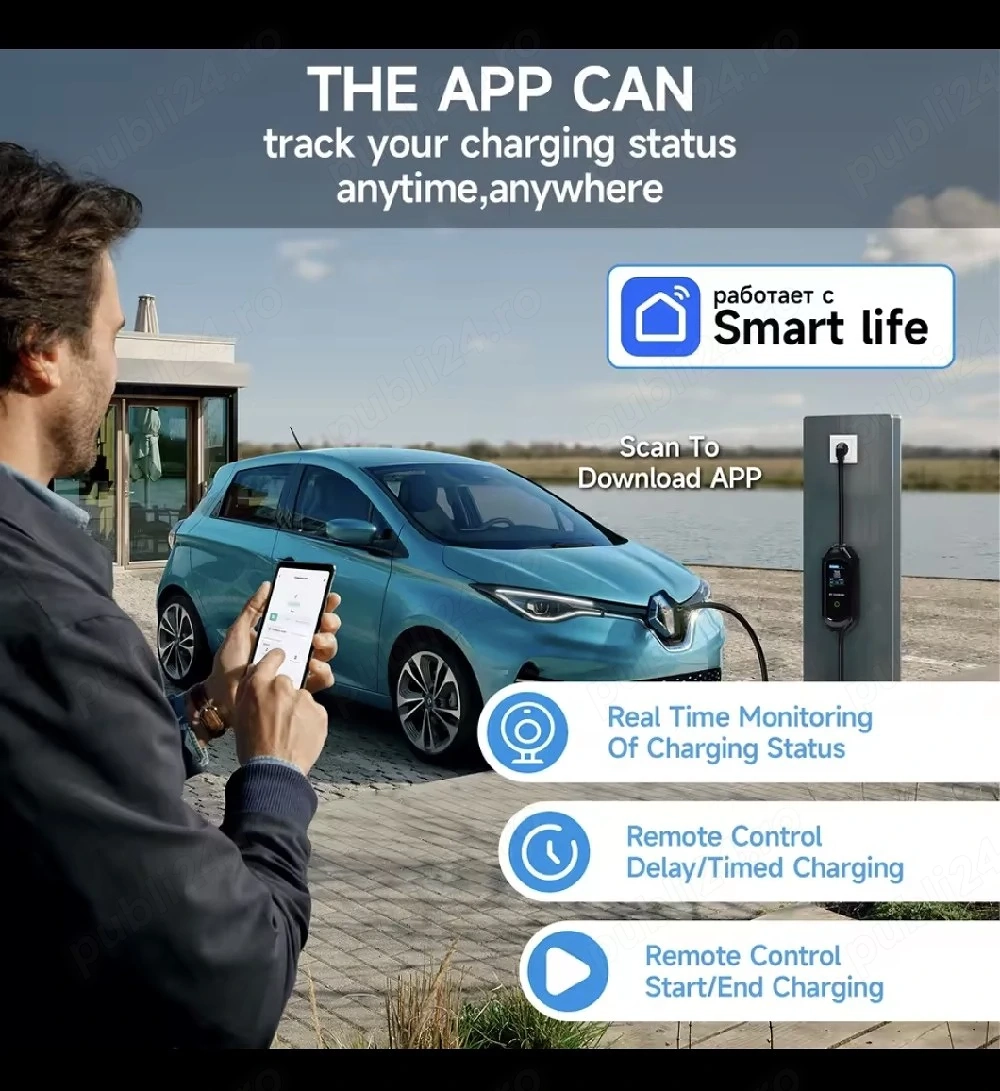 Statie încărcare type2, 3.6kwh,control prin Wireless pe telefon,pt Spring, Kona, Tesla, Hibride etc 