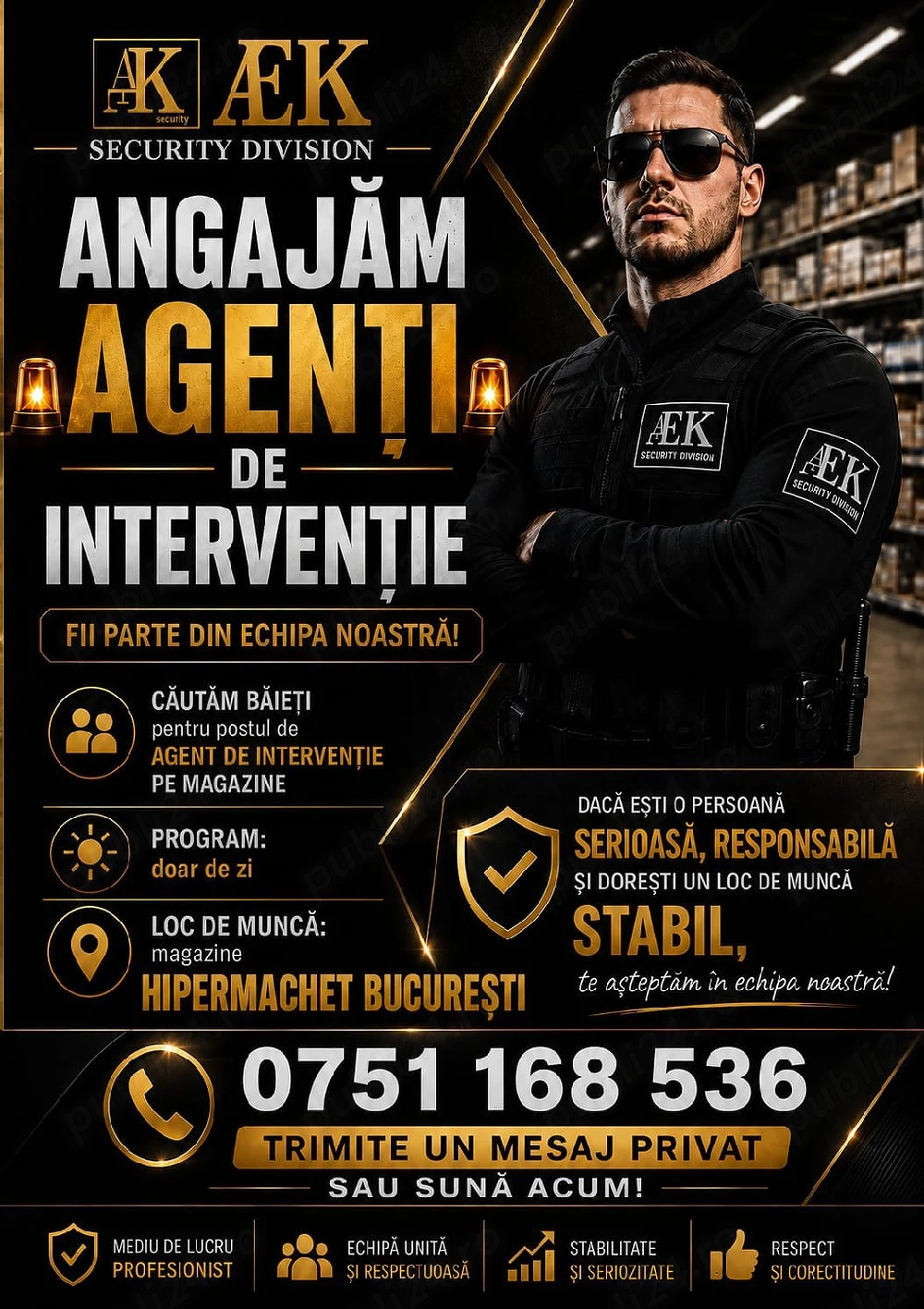 Angajare Agenti de zecuritate zona Baneasa