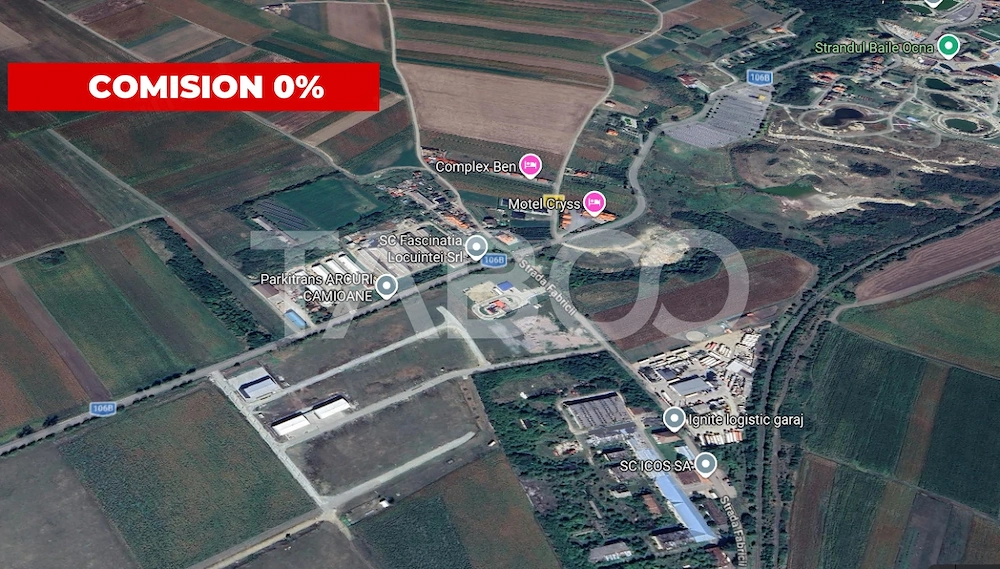 Teren industrial cu PUZ aprobat 1500 mp si front 42 m in Ocna Sibiului