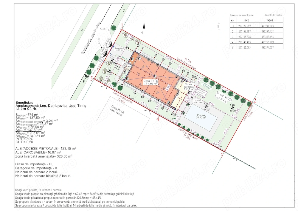 teren str. Diminetii 674mp cu proiect, AC, utilitati bransate functionale