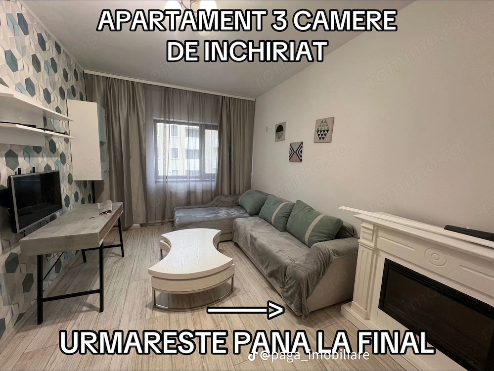 Închiriez apartament cu 3 camere +loc de parcare 