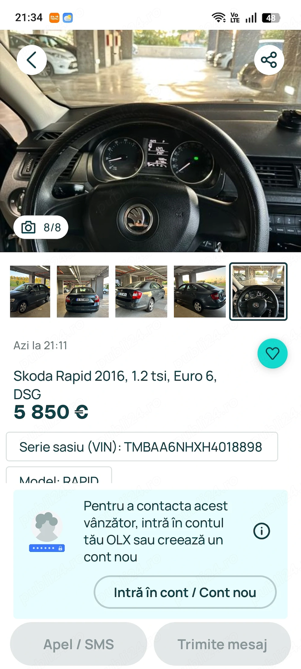Vând Skoda rapid 2016 decembrie 