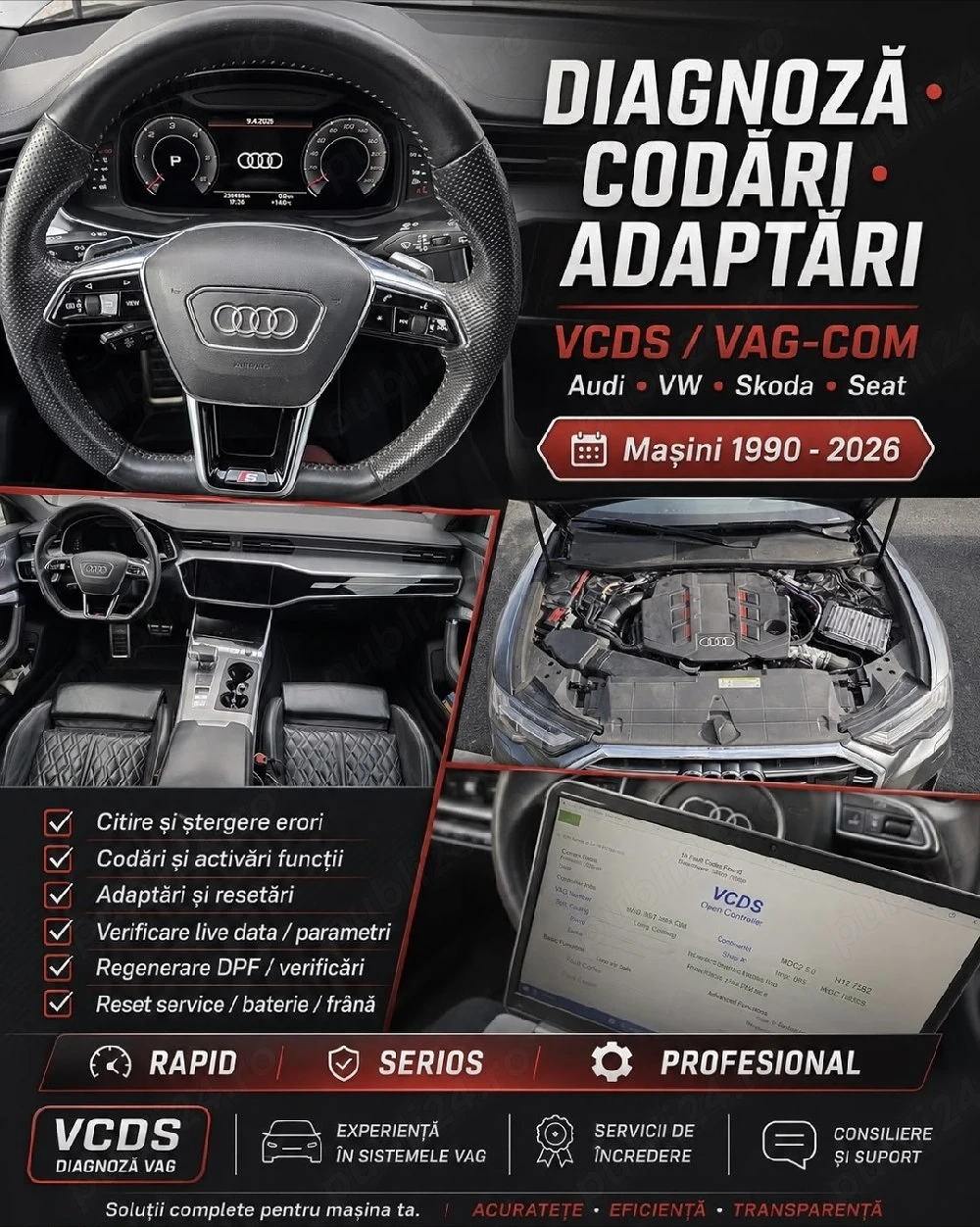 Diagnoza Auto VAG Buzau / Codari / Adaptari Audi VW Skoda Seat VCDS