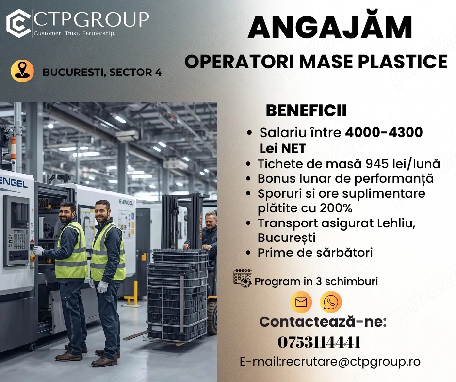Angajam Operator Mase Plastice - Masini de Injectie - Sector 4